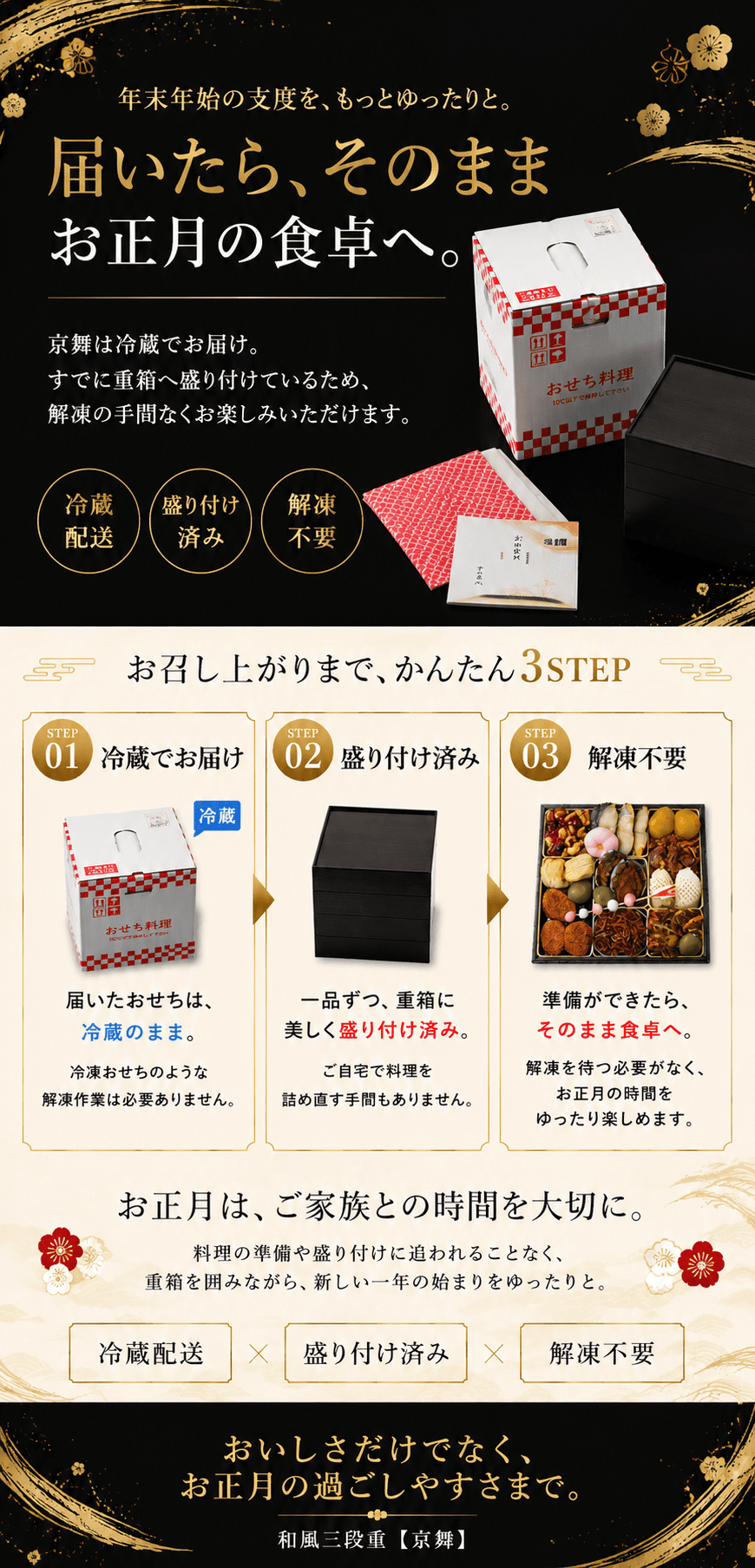 和風三段重 6寸3段 /全40品　　３~４人前（冷蔵）【送料無料】