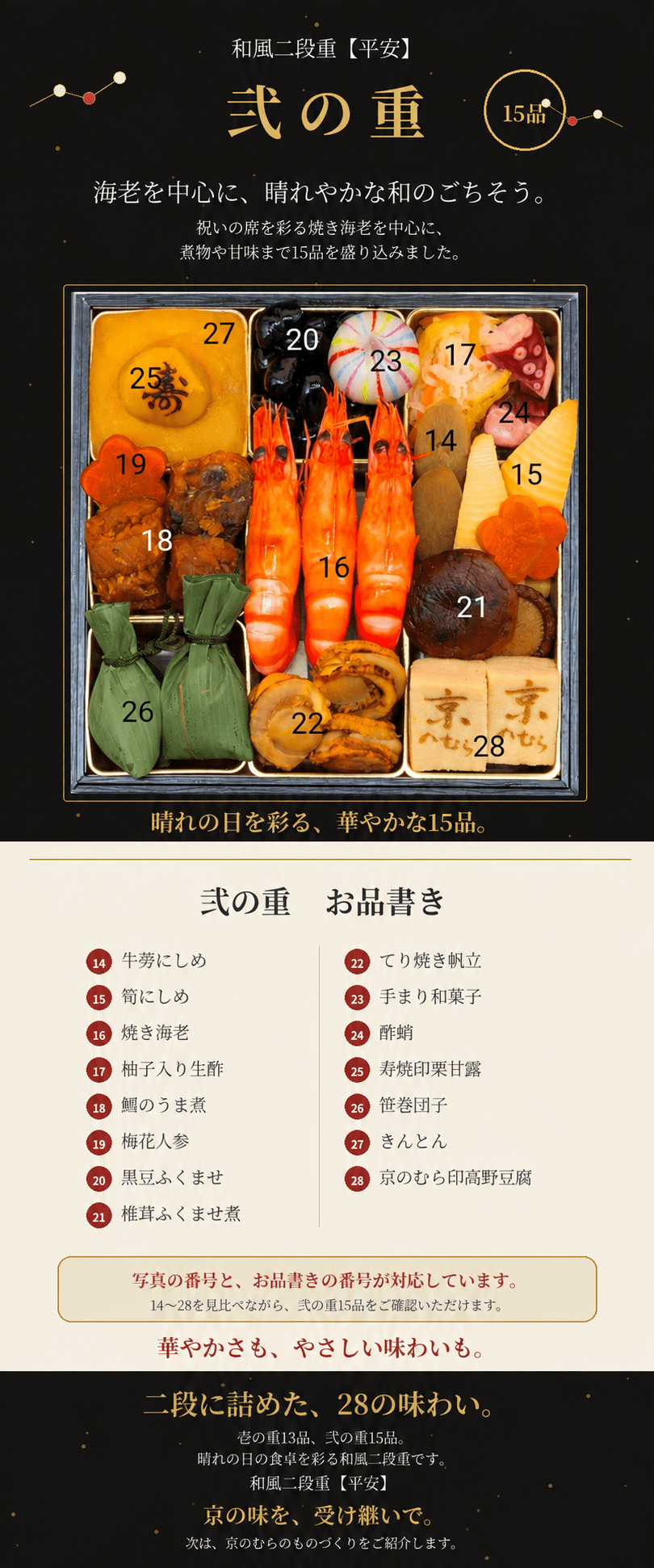 和風二段重 6寸２段 /全28品　　　　　　２~３人前（冷蔵）【送料無料】